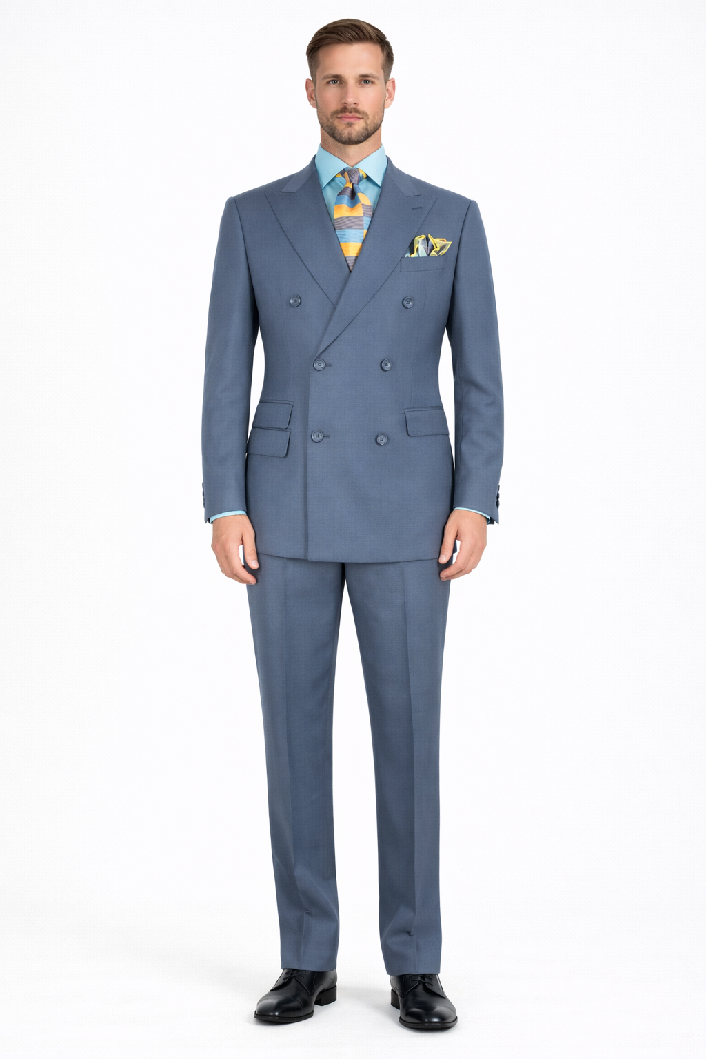 Apollo King Men's Outlet 3 Piece 100% Wool Suit Fashion Windowpane-New Designer Collection - 40L