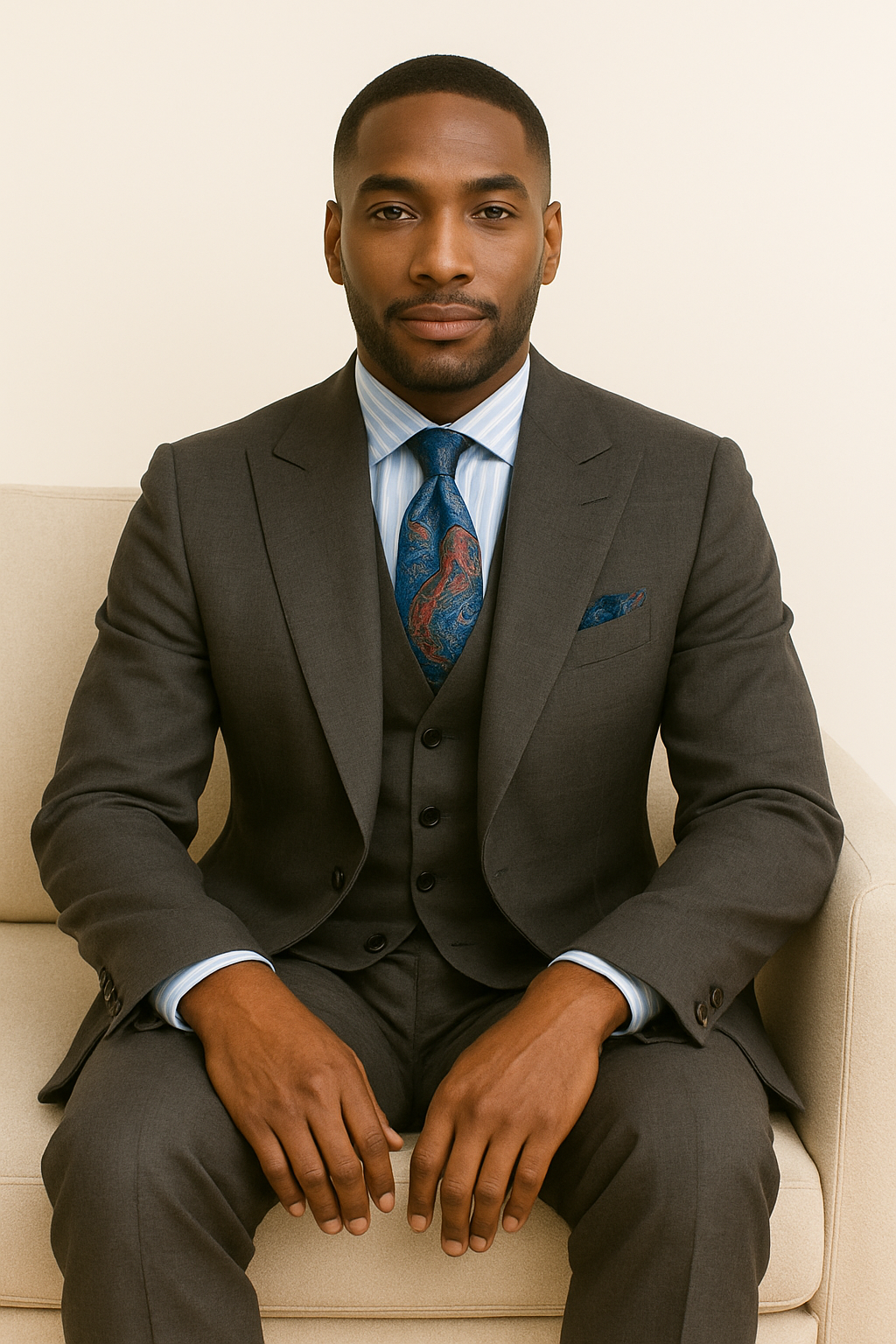 Double Breasted Suits - Vested Suits Wool Fabric - Apolo King Brand - Gray Plaid Suit - New Arrival