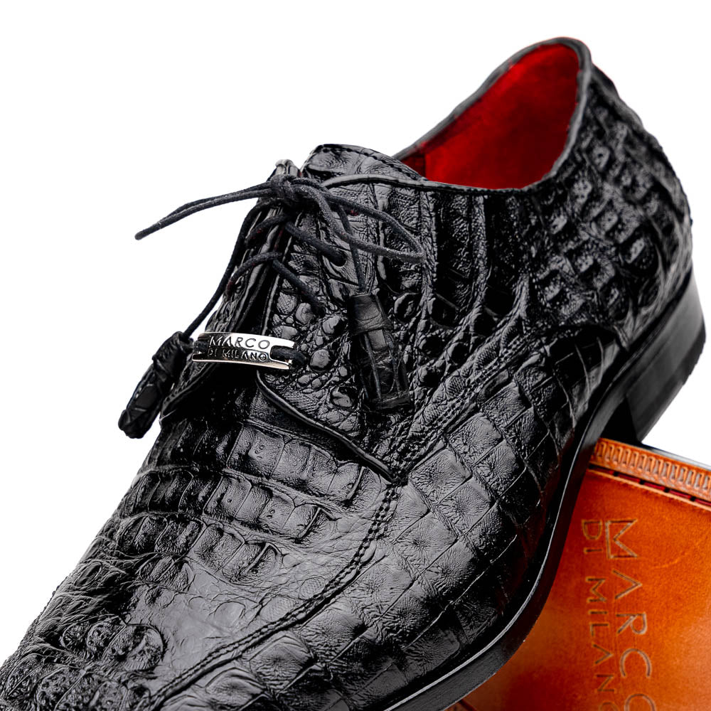 Marco Di Milano Apricena Caiman Crocodile Derby in Black - 8