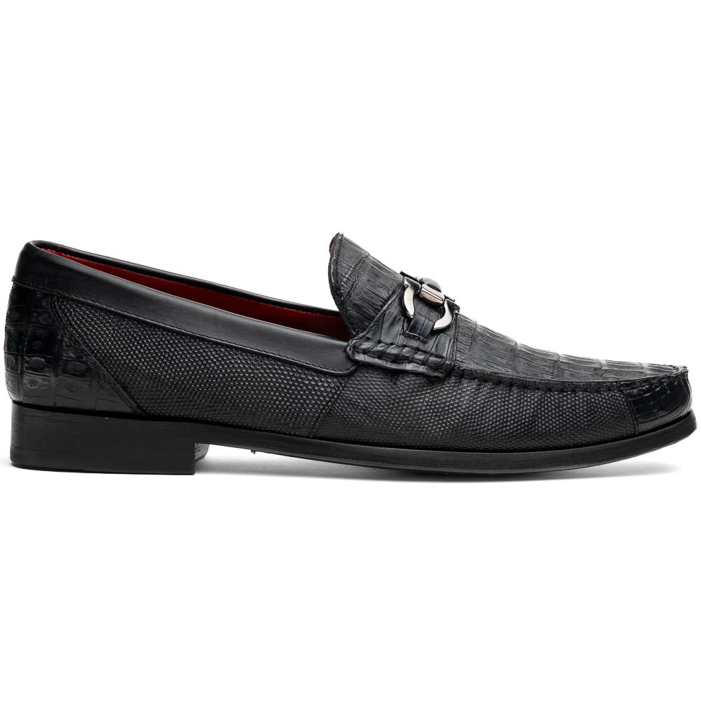 Marco Di Milano Adro Black Caiman Crocodile/Lizard Bit Loafers - 8