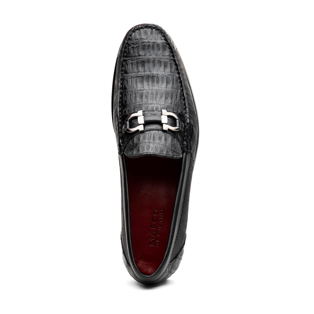 Marco Di Milano Adro Black Caiman Crocodile/Lizard Bit Loafers - 8