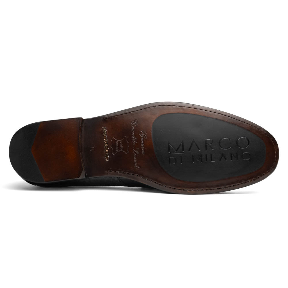 Marco Di Milano Adro Black Caiman Crocodile/Lizard Bit Loafers - 8