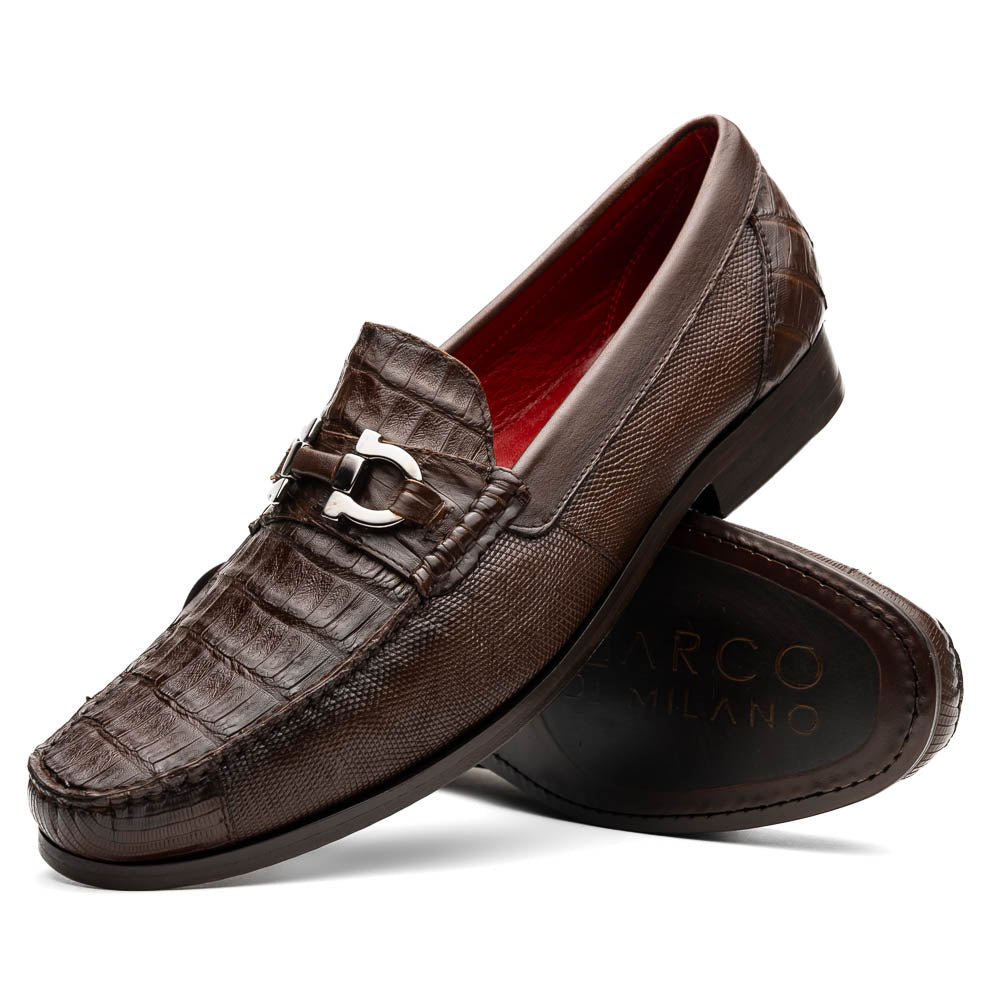 Marco Di Milano Adro Brown Caiman Crocodile/Lizard Bit Loafers - 8