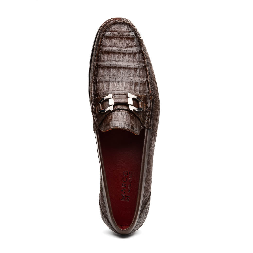 Marco Di Milano Adro Brown Caiman Crocodile/Lizard Bit Loafers - 8