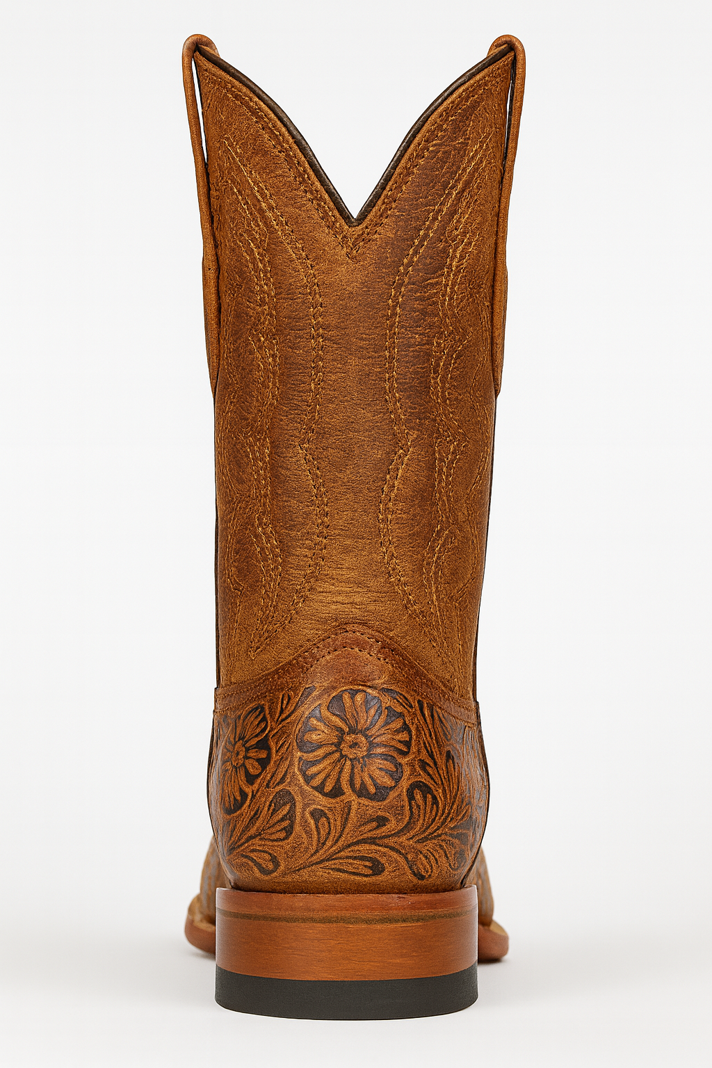 Hand Tooled Cowboy Boots Print - Cognac