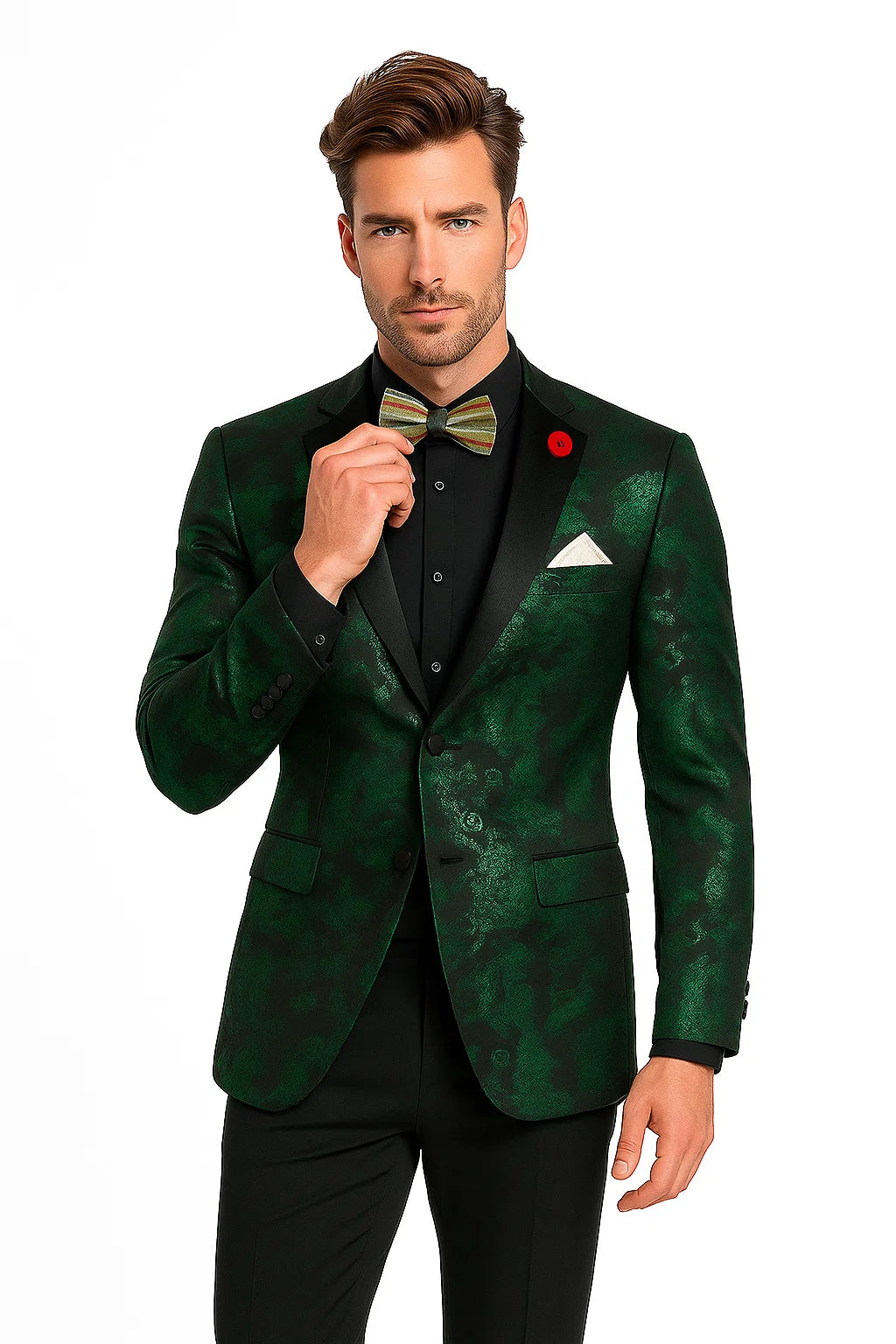 Emerald Green Paisley Tuxedo Suit - Prom Floral Tuxedo Suit - Groom Wedding Suit - Emerald Green