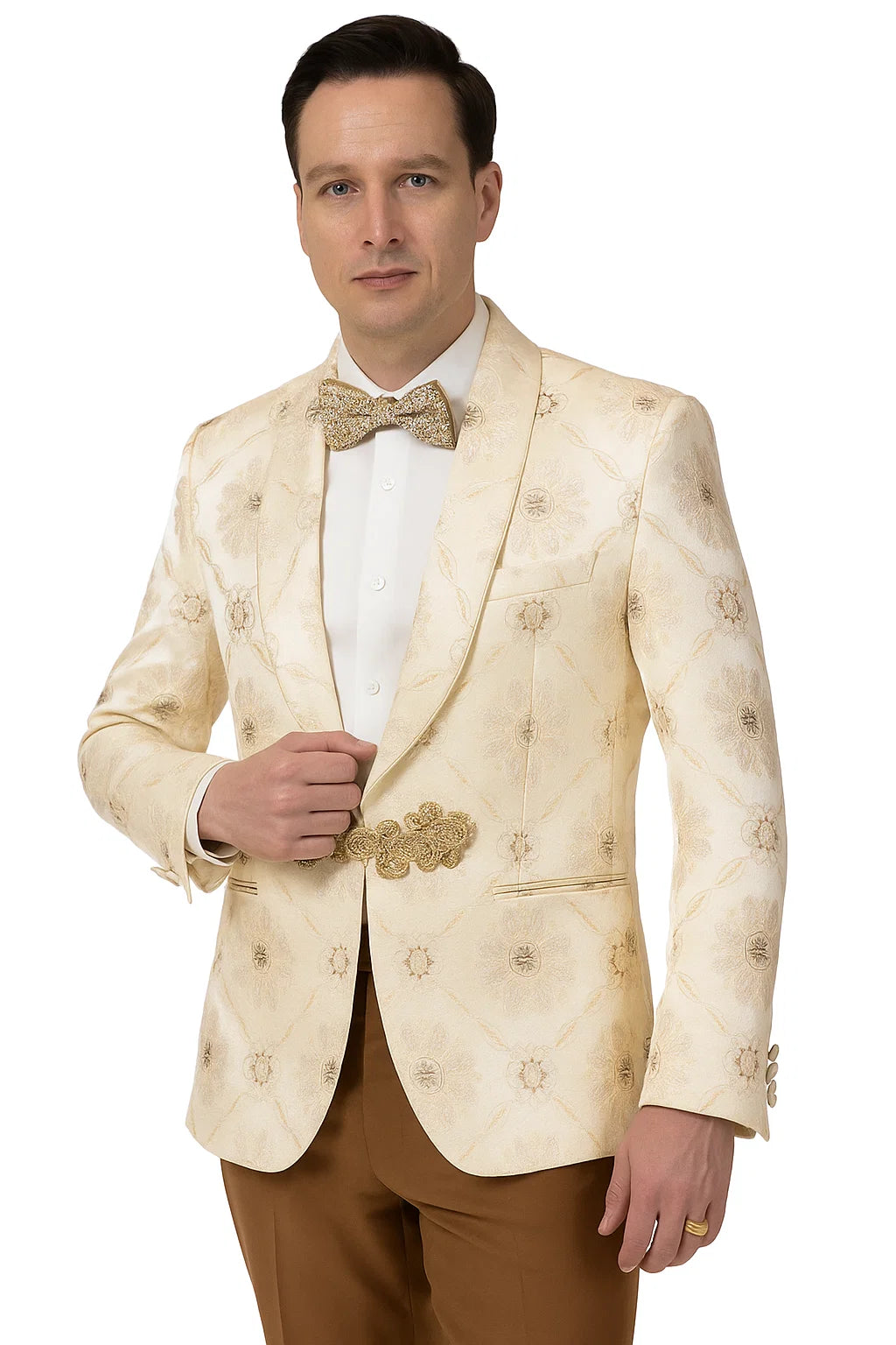Perfect for Wedding and Prom 2025 and Formal Nude Men's Blazer Cream - 34