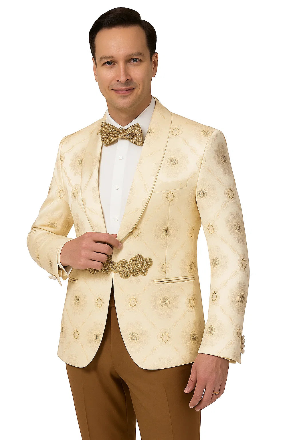 Perfect for Wedding and Prom 2025 and Formal Nude Men's Blazer Cream - 34
