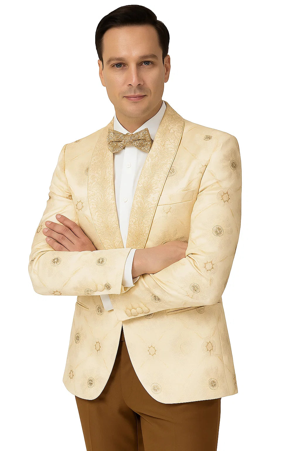 Perfect for Wedding and Prom 2025 and Formal Nude Men's Blazer Cream - 34