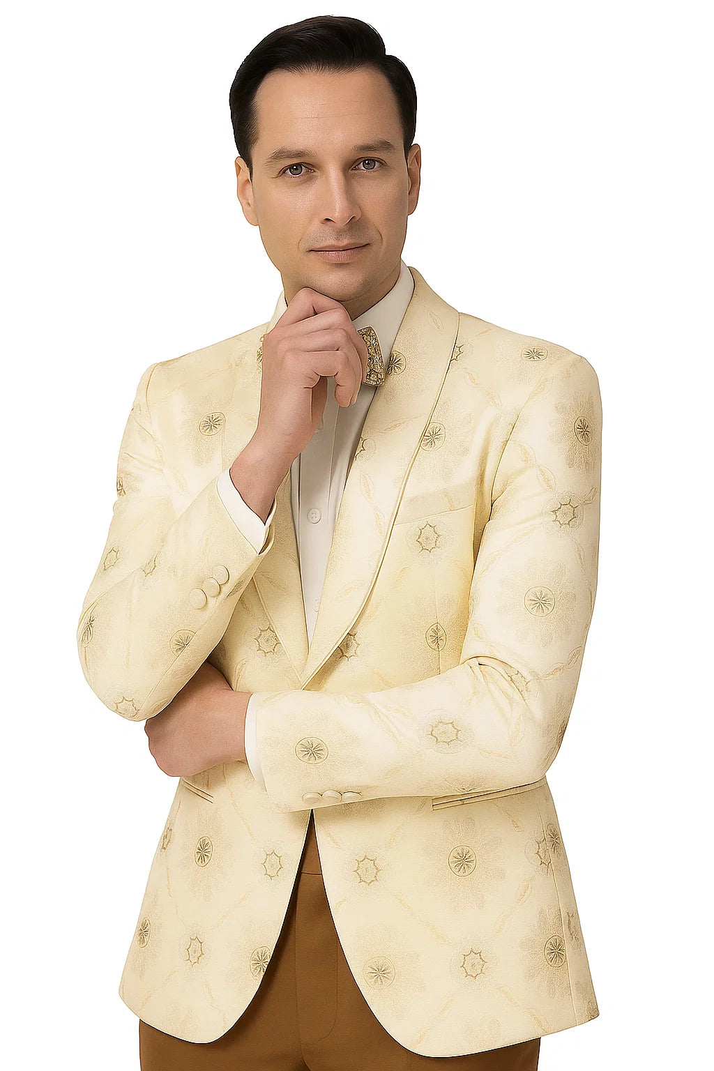 Perfect for Wedding and Prom 2025 and Formal Nude Men's Blazer Cream - 34