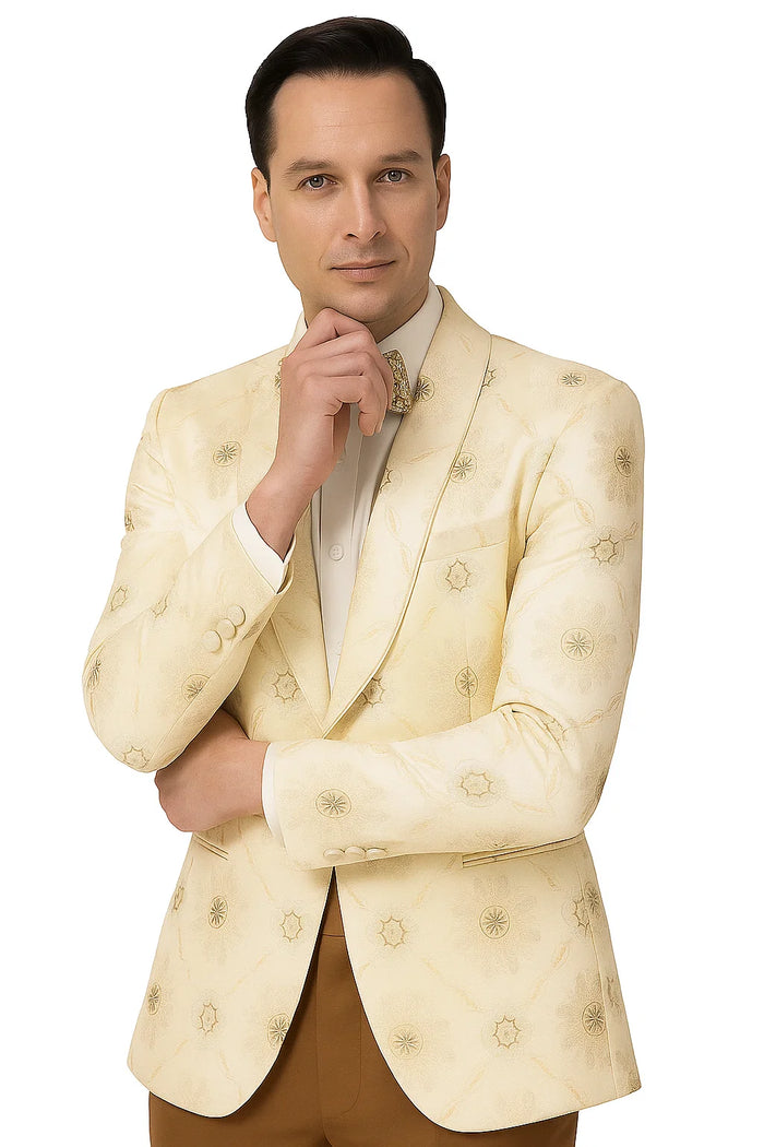 Perfect for Wedding and Prom 2026 and Formal Nude Men's Blazer Cream