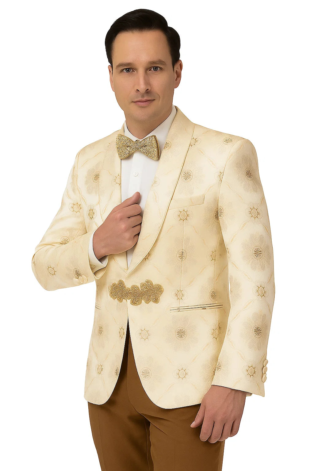 Perfect for Wedding and Prom 2025 and Formal Nude Men's Blazer Cream - 34