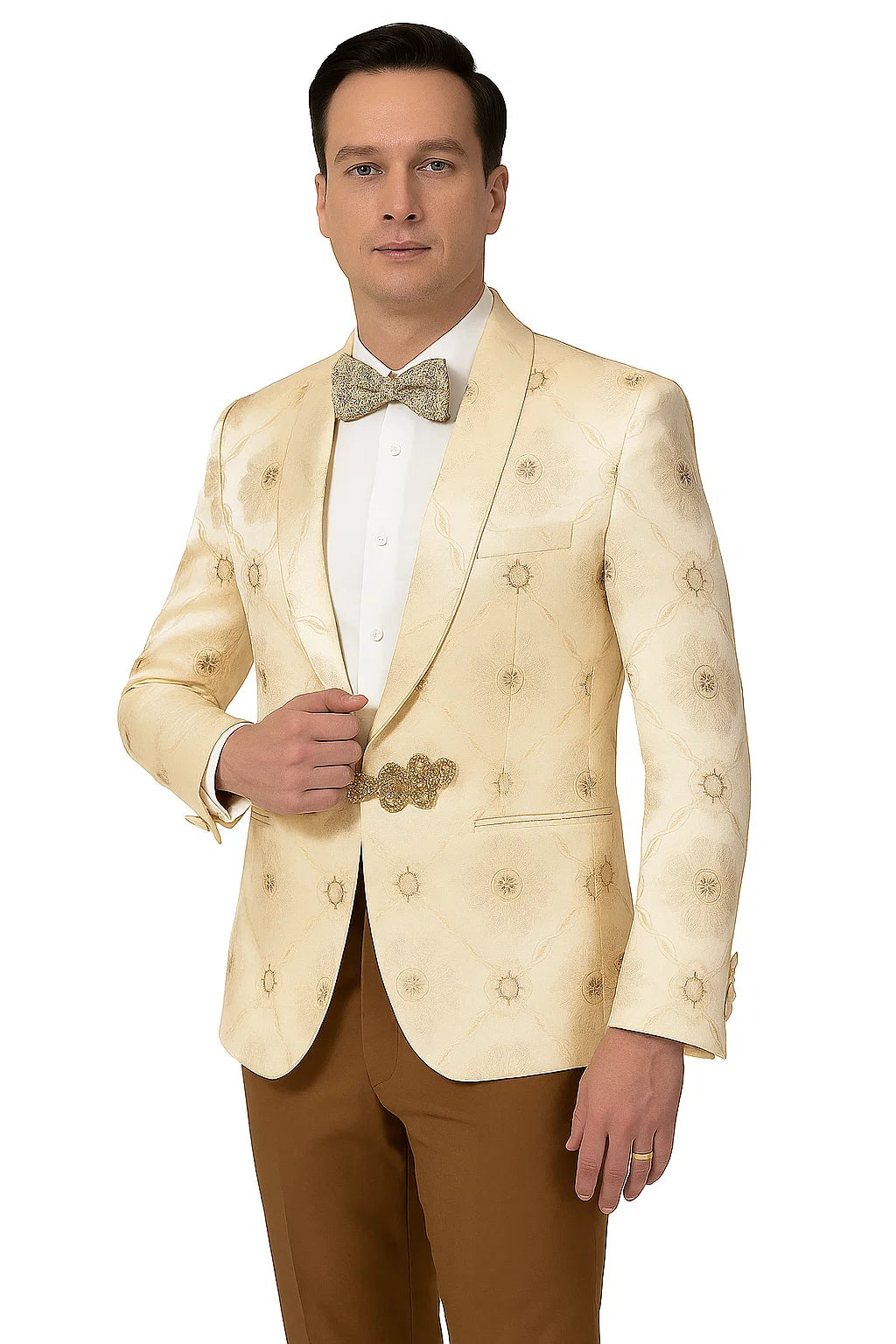Perfect for Wedding and Prom 2025 and Formal Nude Men's Blazer Cream - 34