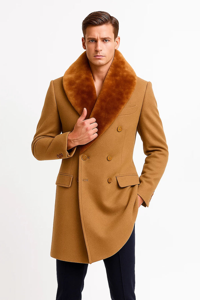 Mens Camel Peacoat - Wool Camel Peacoat