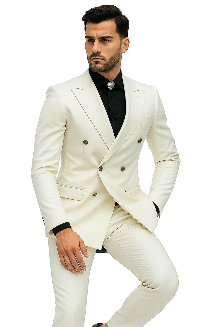Ivory Wedding Suit - Cream Tuxedos Suit - Ivory Dinner Jacket Plus Pants