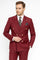 Mens Double breasted Suit - "Burgundy" 1920s 1980s Style Peak Lapel Suits -  Back Side Vented  Mens Designer Modern Fit Double Breasted Wool Feel - Designer Brand Gold Buttons in Light Burgundy