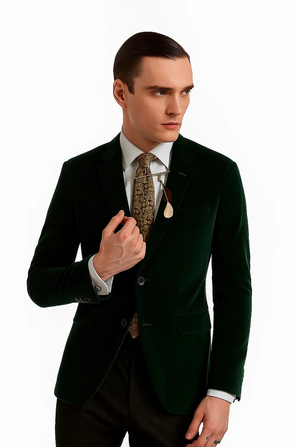 Green velvet suit Many Styles & Brands $99UP Men's Olive Hunter Green Velvet Tuxedo Jacket Green Velvet Suits and Tuxedos - 52 Long