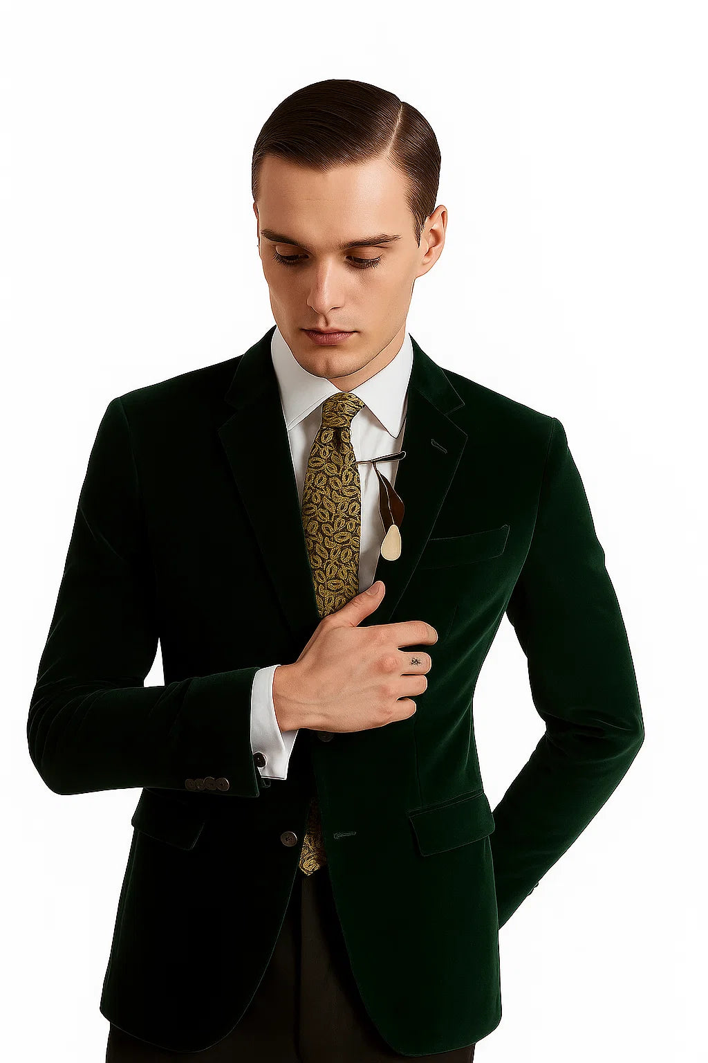 Green velvet suit Many Styles & Brands $99UP Men's Olive Hunter Green Velvet Tuxedo Jacket Green Velvet Suits and Tuxedos - 52 Long