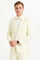 "Mens One Button Satin Trim Shawl Tuxedo Suit in Ivory Wool"