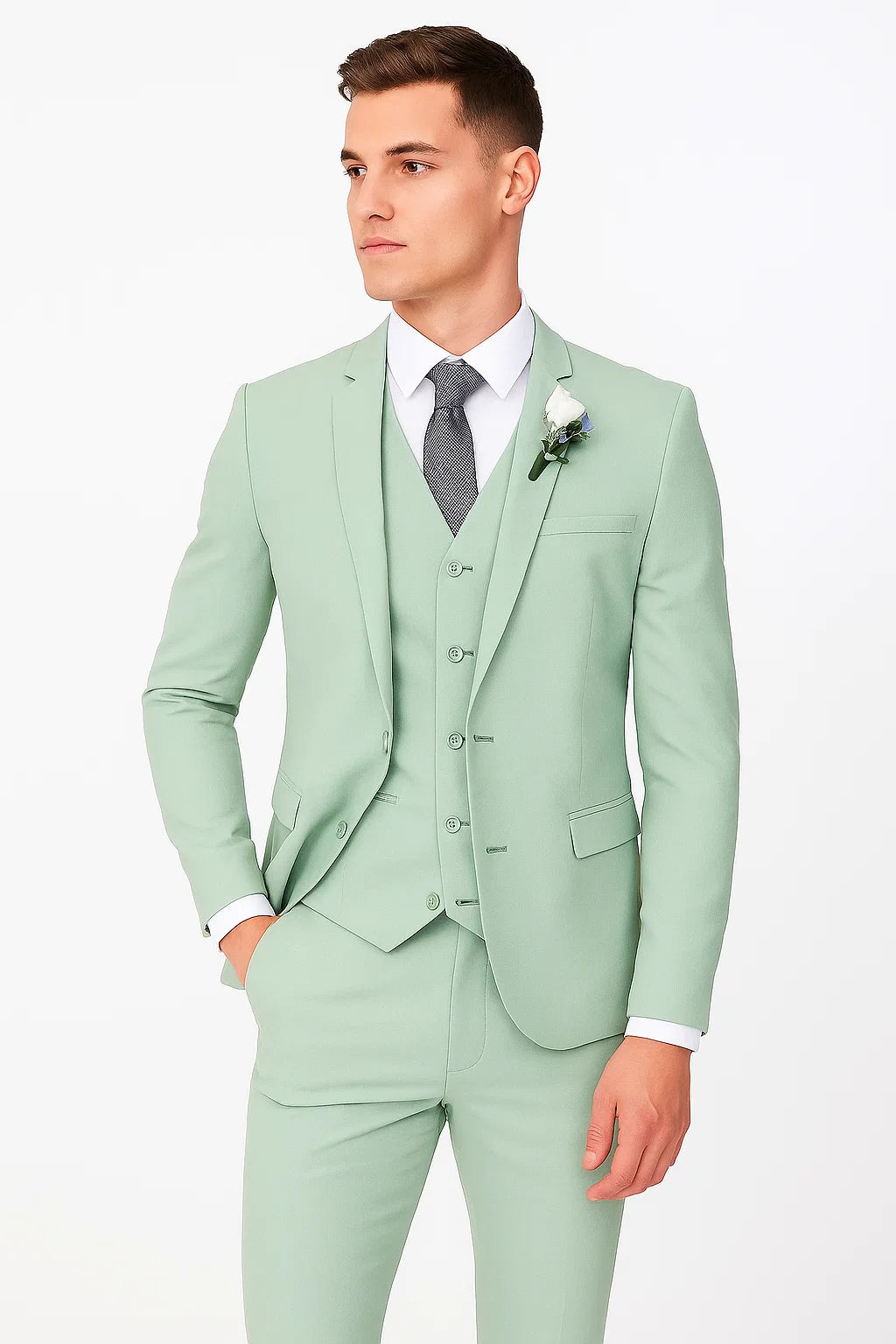 Mint Green Groomsmen Suit - Modern Fit Suit - 34 Short or Extra Small