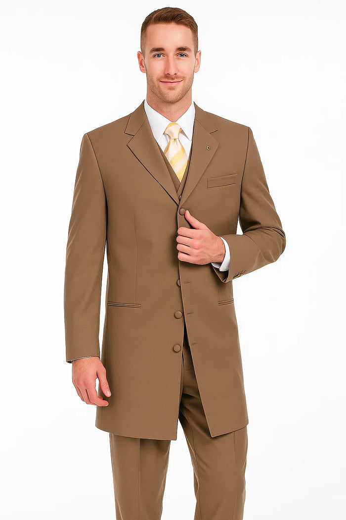 Zoot Suit - Mens 2PC Classic Long Fashion Tan Zoot Suit