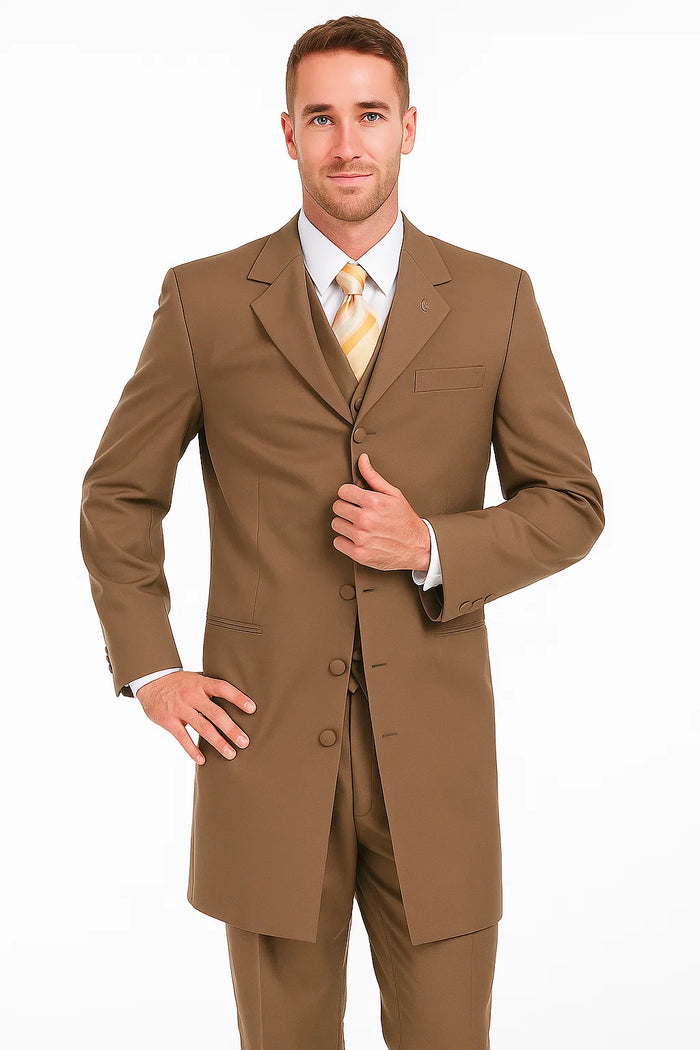 Zoot Suit - Mens 2PC Classic Long Fashion Tan Zoot Suit