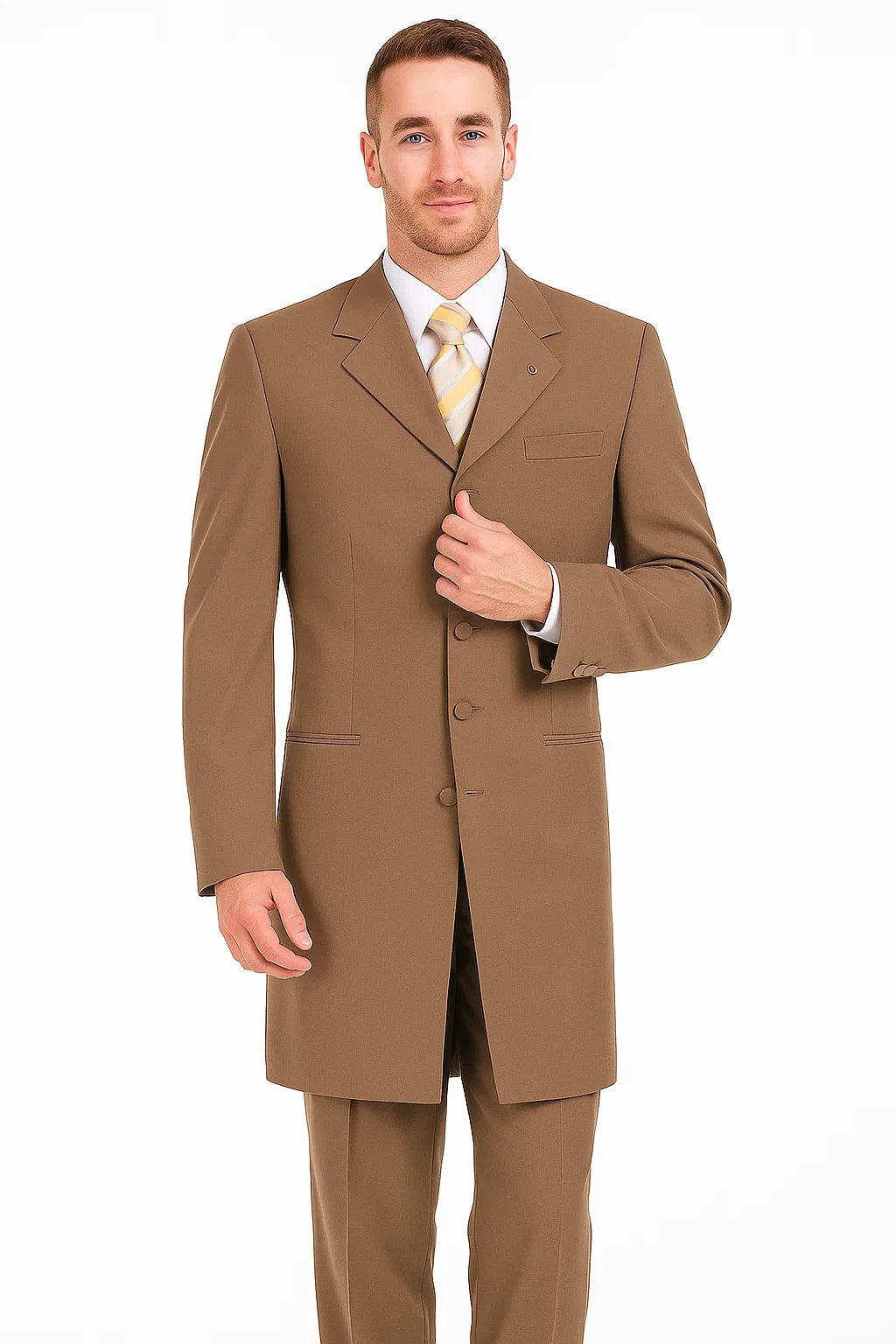 Zoot Suit - Mens 2PC Classic Long Fashion Tan Zoot Suit - Coat Size 38