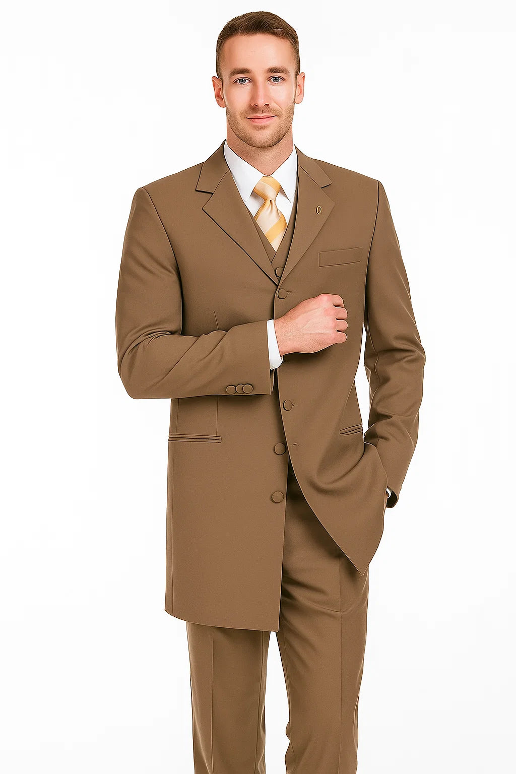 Zoot Suit - Mens 2PC Classic Long Fashion Tan Zoot Suit - Coat Size 38