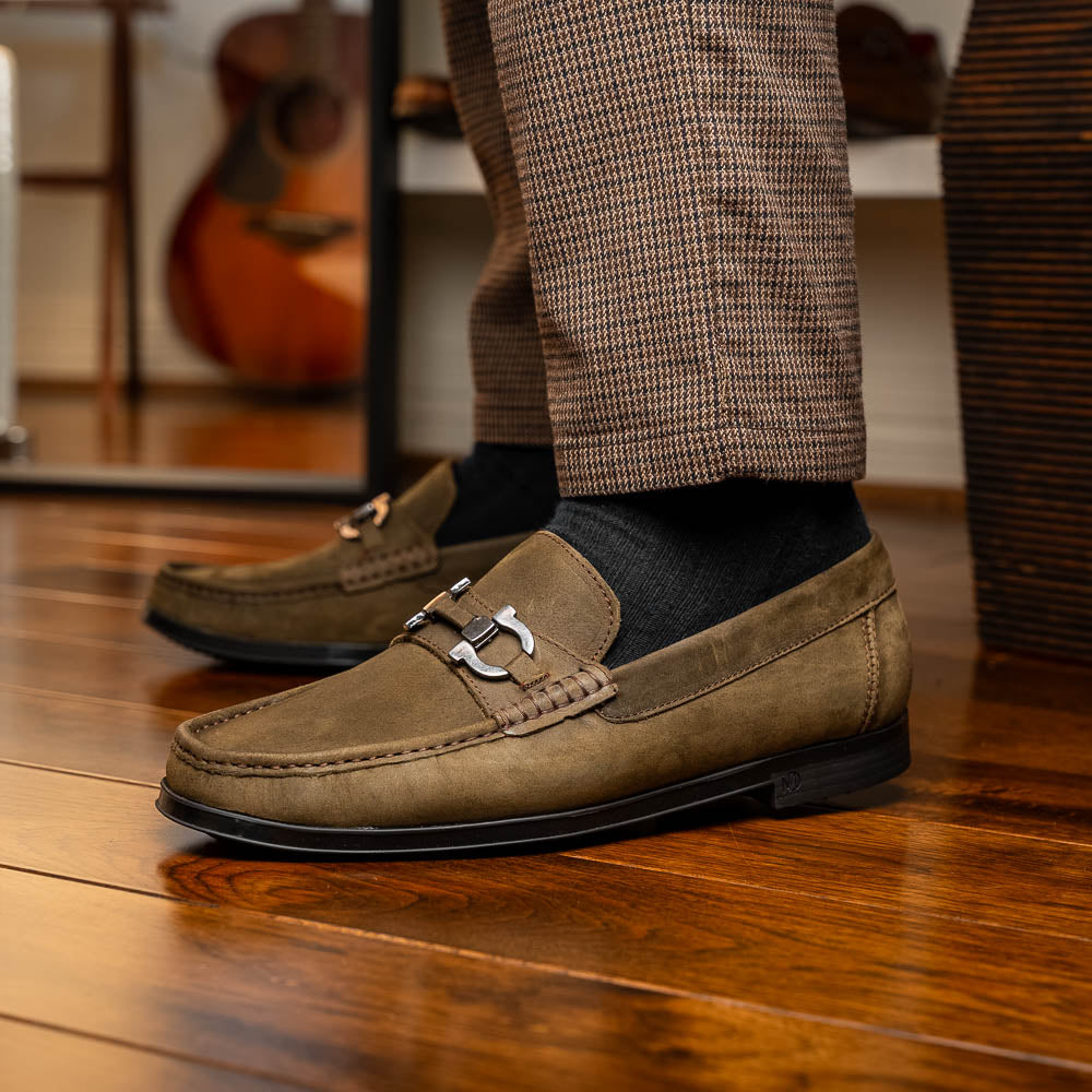 Marco Di Milano Atrani Crazy Olive Calf Bit Loafer - 10