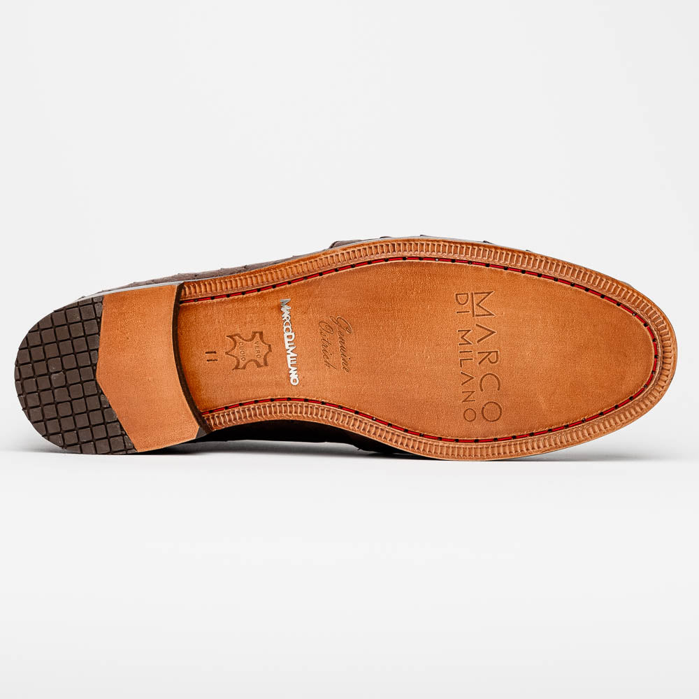 Marco Di Milano Aubiere Brown Ostrich Quill Tassel Loafers - 8