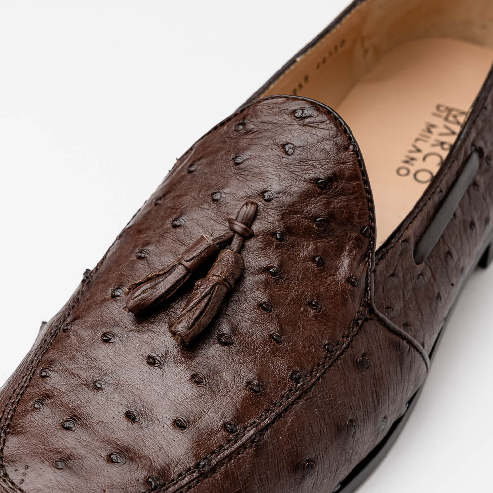 Marco Di Milano Aubiere Brown Ostrich Quill Tassel Loafers - 8