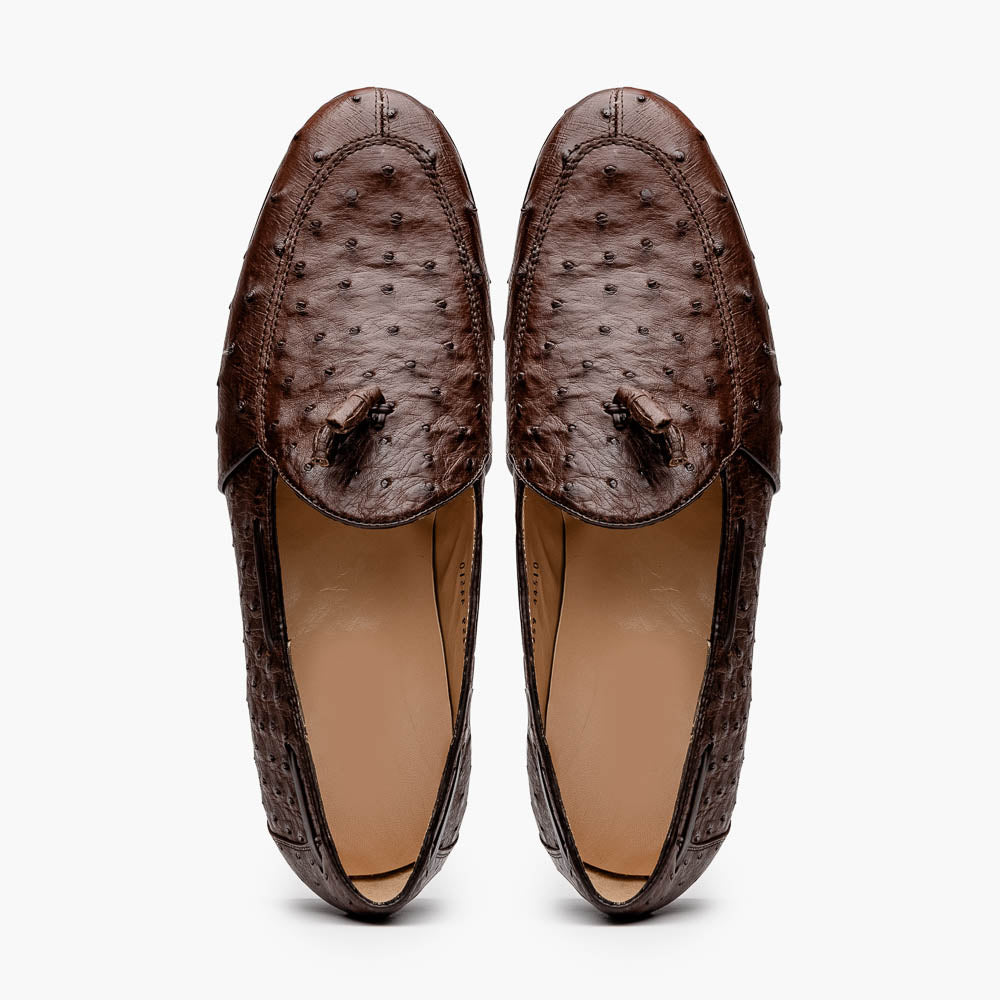 Marco Di Milano Aubiere Brown Ostrich Quill Tassel Loafers - 8