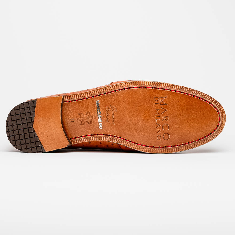 Marco Di Milano Aubiere Cognac Ostrich Quill Tassel Loafers - 8