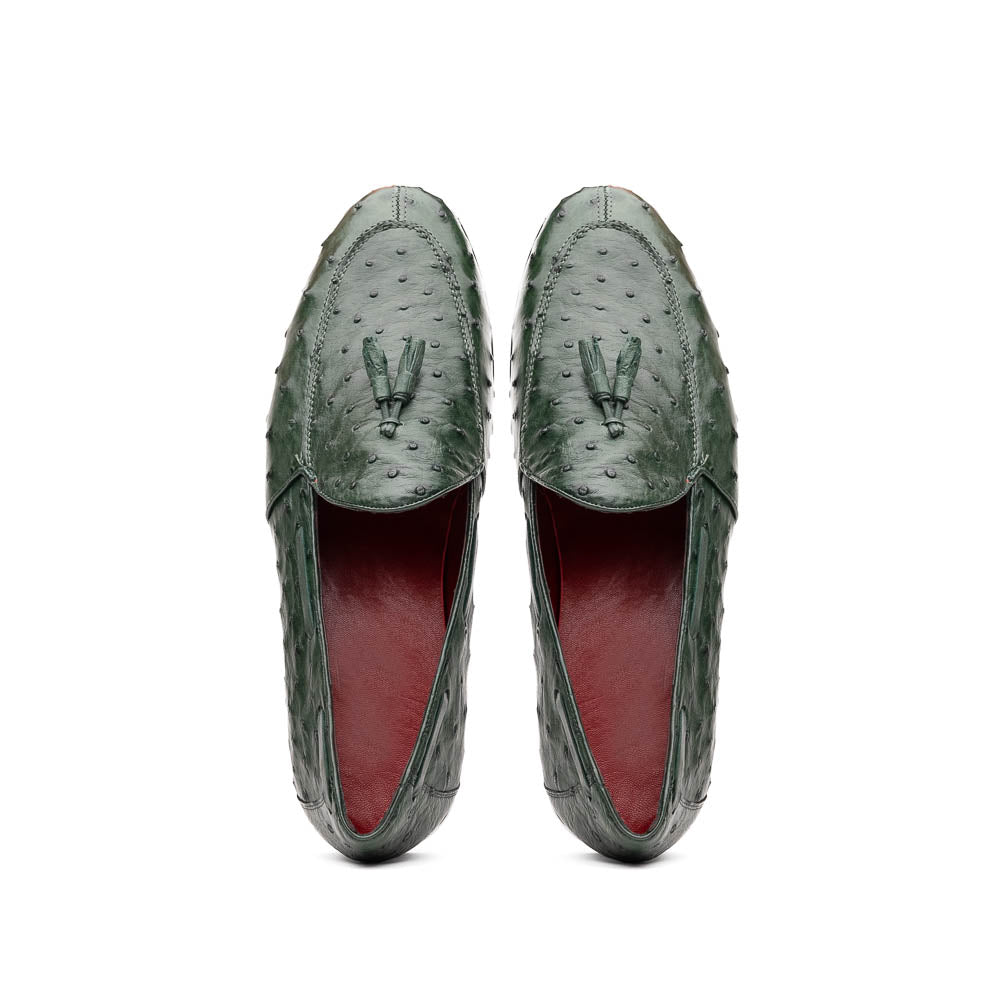 Marco Di Milano Aubiere Green Ostrich Quill Tassel Loafers - 8