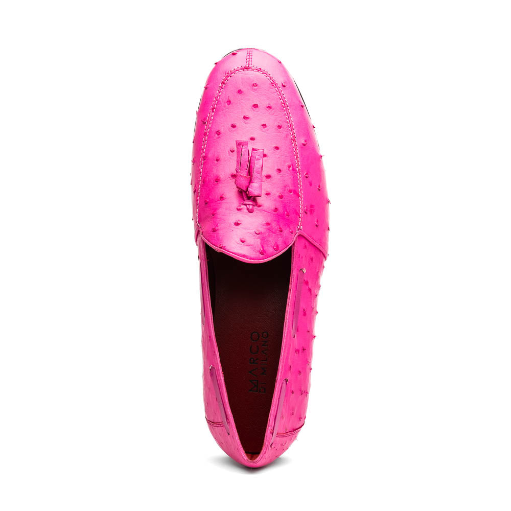 Marco Di Milano Aubiere Pink Ostrich Quill Tassel Loafers - 9