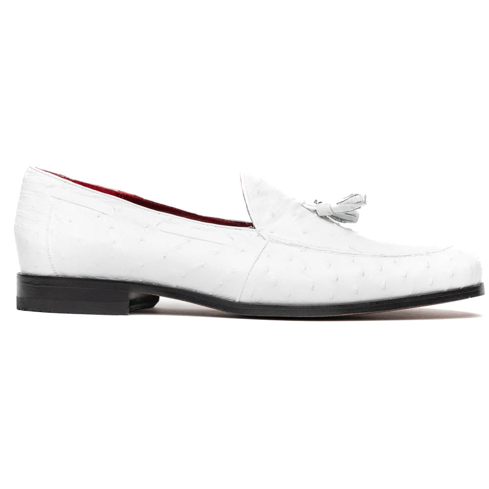 Marco Di Milano Aubiere White Ostrich Quill Tassel Loafers - 8