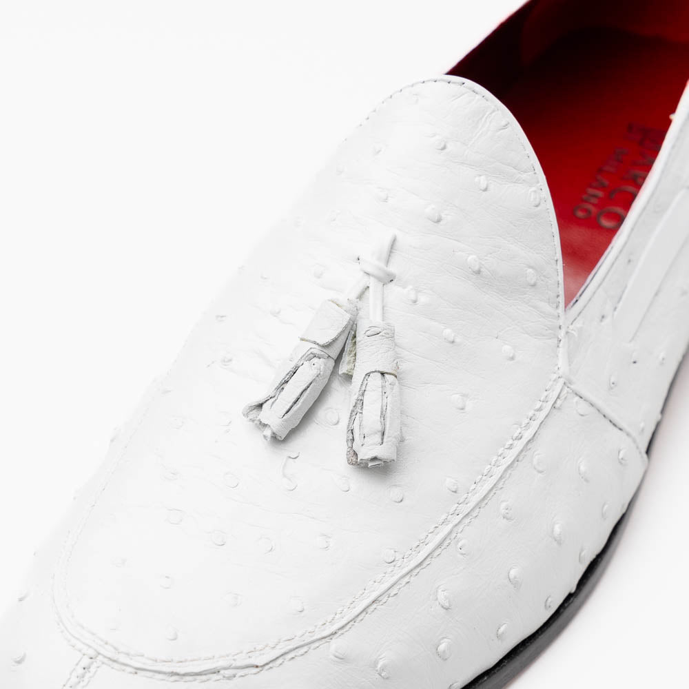 Marco Di Milano Aubiere White Ostrich Quill Tassel Loafers - 8