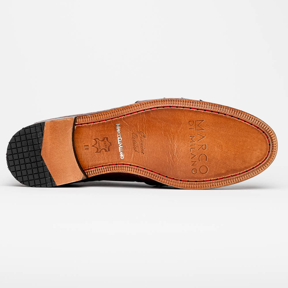 Marco Di Milano Aubiere Wine Ostrich Quill Tassel Loafers - 8