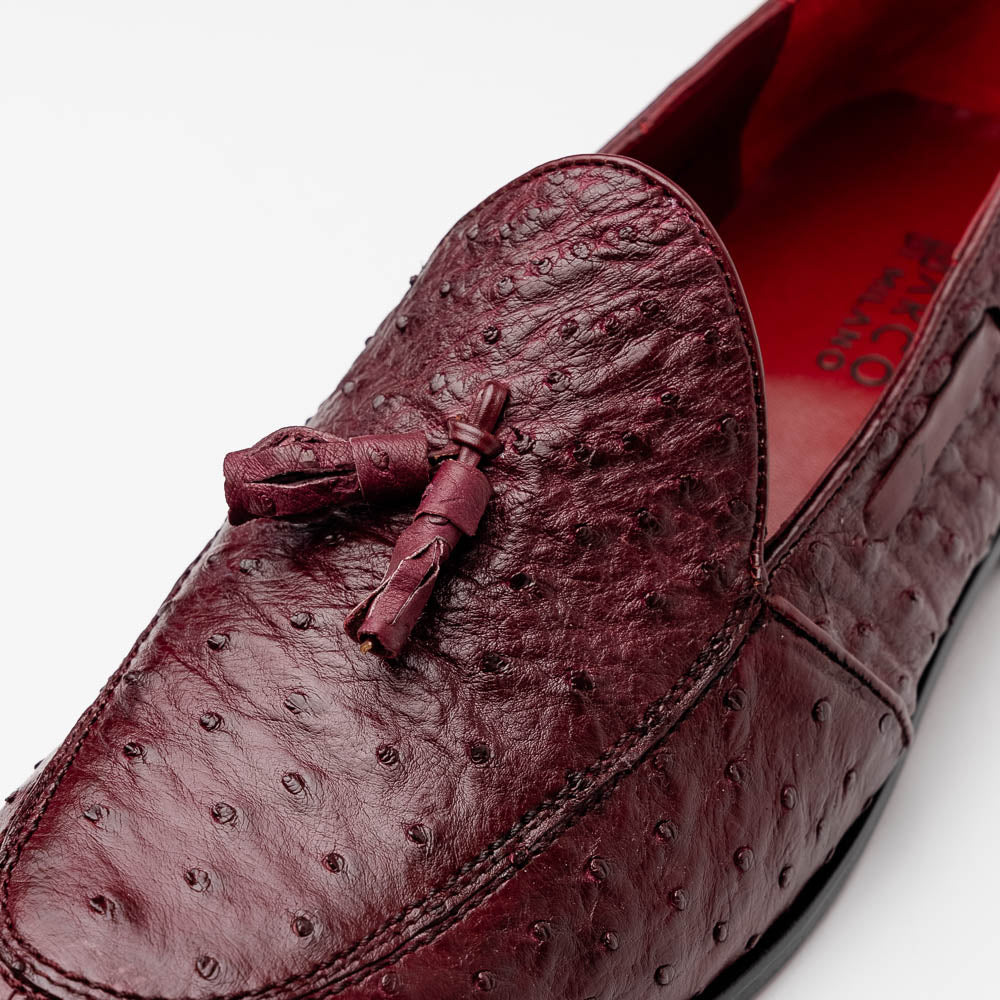 Marco Di Milano Aubiere Wine Ostrich Quill Tassel Loafers - 8