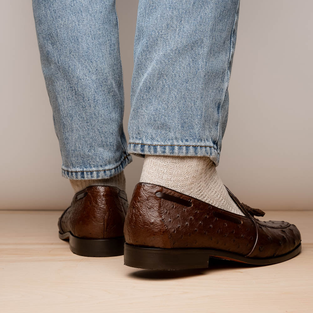 Marco Di Milano Aubiere Brown Ostrich Quill Tassel Loafers - 8