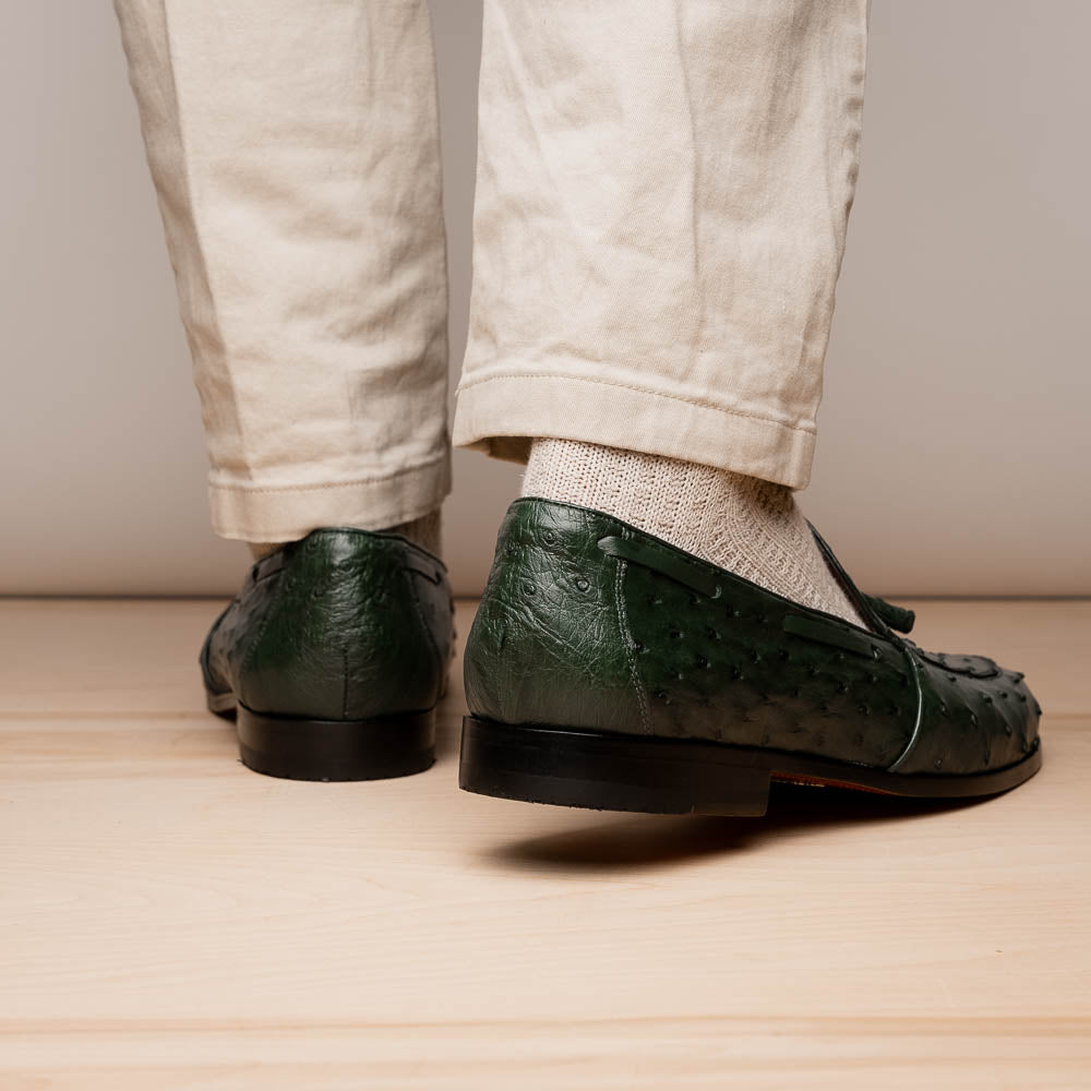 Marco Di Milano Aubiere Green Ostrich Quill Tassel Loafers - 8