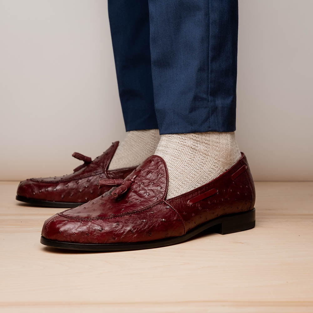 Marco Di Milano Aubiere Wine Ostrich Quill Tassel Loafers - 8