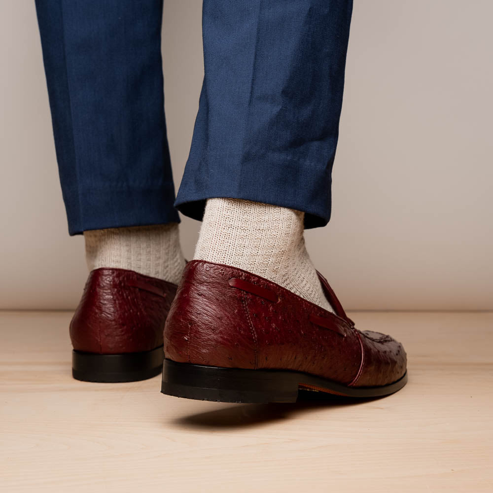 Marco Di Milano Aubiere Wine Ostrich Quill Tassel Loafers - 8