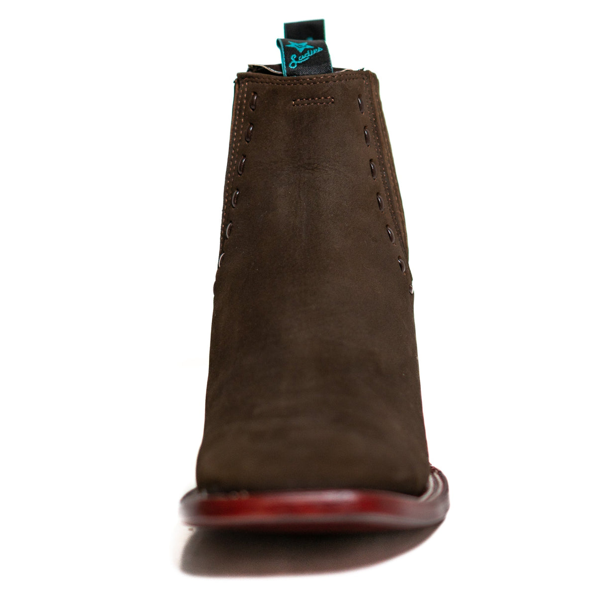 Los Altos Women's Boot Wide Square Toe Nobuck Dark Tabacco Leather Sole - Nobuck Dark Tabacco