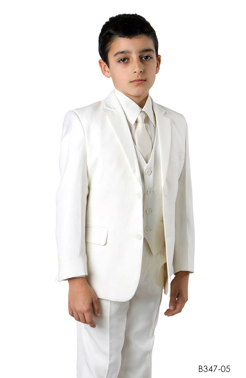 Tazio Boys' 5-Piece Vested Suit in Solid Colors with Shirt & Tie