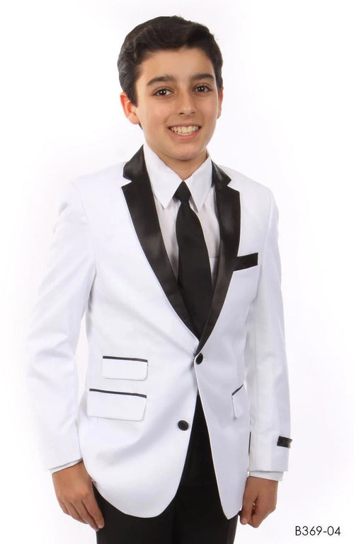 Tazio Boys' Slim Fit 3-Piece Suit w/ Contrast Trim blue