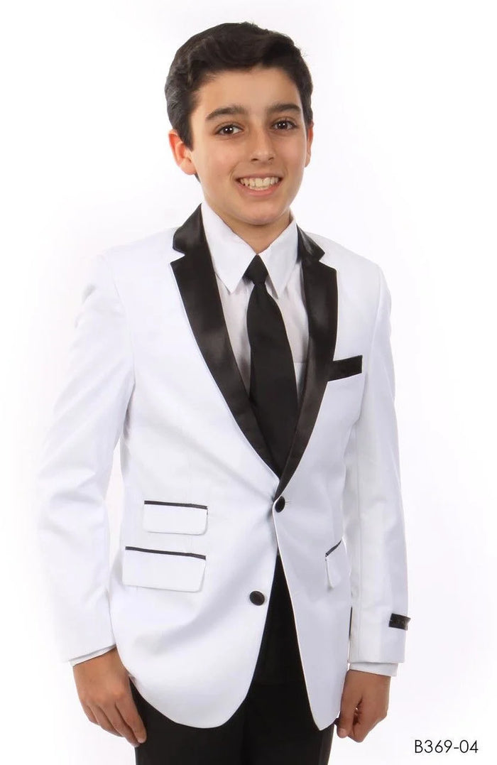Tazio Boys' Slim Fit 3-Piece Suit w/ Contrast Trim blue