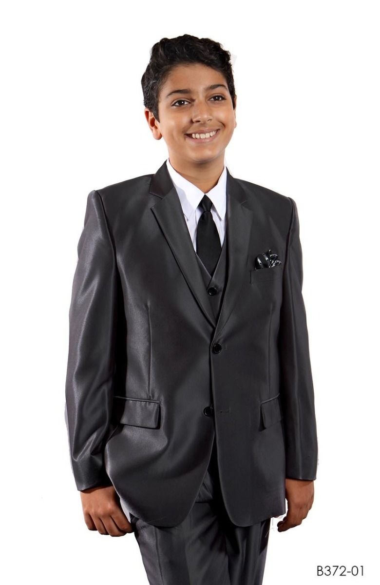 Tazio Boys' 5-Piece Suit Set with Shirt, Tie & Hanky - Two-Tone Lapel