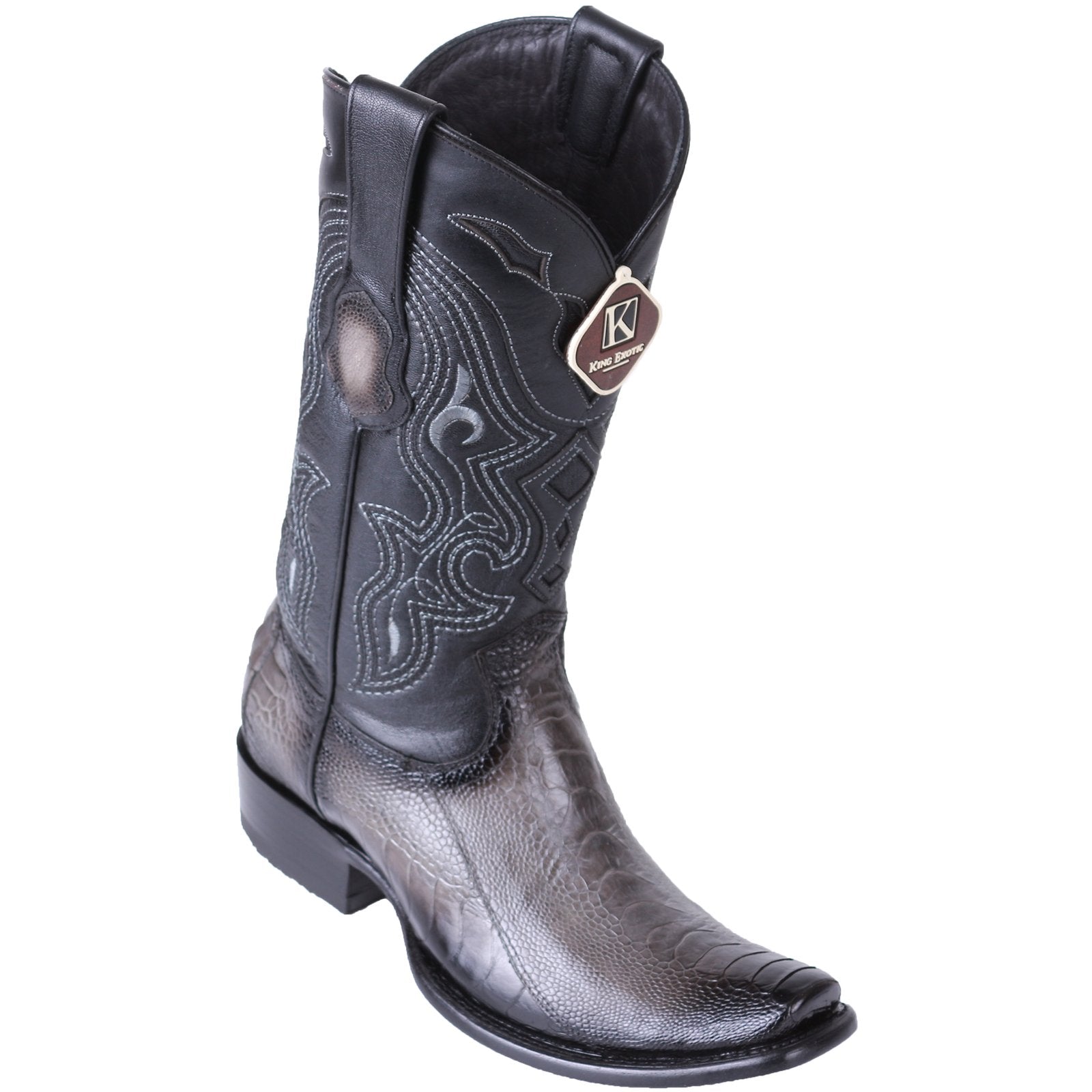 King Exotic Men's Ostrich Leg Faded Grey Cowboy Boots - H79 Dubai Toe - EE