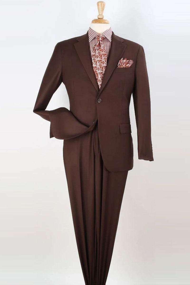 "Modern Fit Two Button Men's Suit in Brown - Two Piece Set"